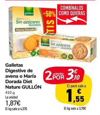 Carrefour Market Galletas Digestive De Avena O María Dorada Diet Nature Gullón 410g oferta