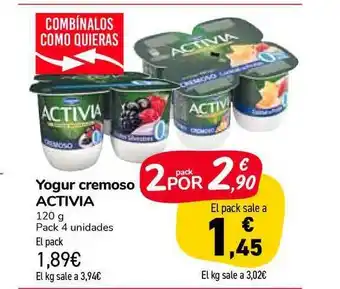 Carrefour Market Yogur Cremoso Activia 120g pack 4 un. oferta