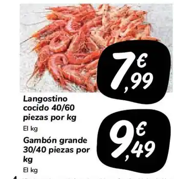 Carrefour Market Langostino Cocido 40/60 Piezas Por Kg Gambón Grande 30/40 Piezas Por Kg oferta