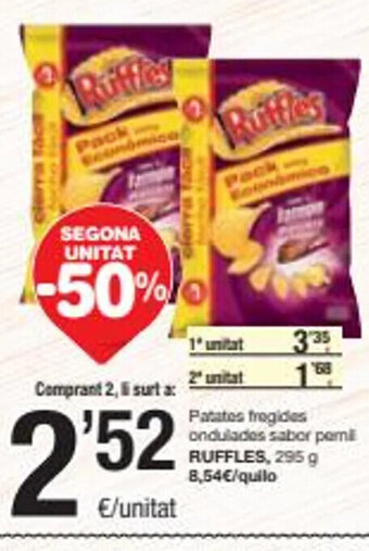 SPAR Patates Fregides Ondulades Sabor Pernil Ruffles oferta