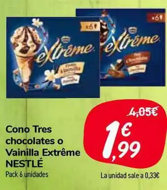 Carrefour Market Nestlé Cono Tres Chocolates O Vainilla Extrême Pack 6 un. oferta
