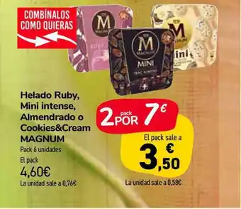 Carrefour Market Helado Ruby Mini Intense Almendrado O Cookies&cream Magnum Pack 6 un. oferta