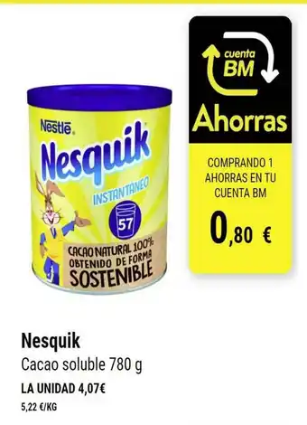 BM Supermercados Nesquik Cacao Soluble 780g oferta