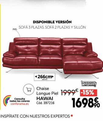 Conforama Chaise Longue Piel Hawai oferta