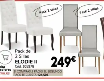 Conforama Pack De 2 Sillas Elodie II oferta