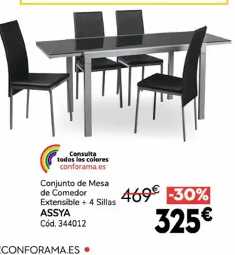 Conforama Conjunto De Mesa De Comdor Extensible + 4 Sllas Assya oferta