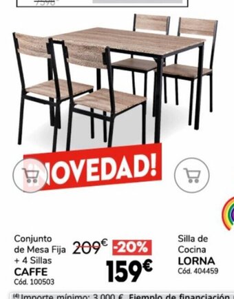 Conforama Conjunto De Mesa Fija + 4 Sillas Caffe oferta