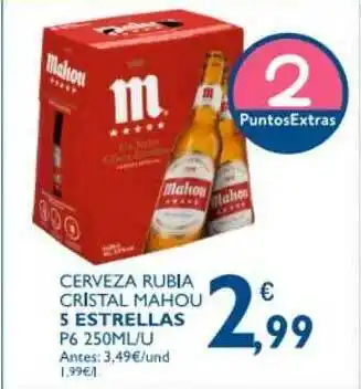 Supermercados La Despensa Cerveza Rubia Cristal Mahou 5 Estrellas 250ml oferta