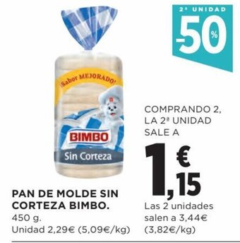 Hipercor Pan De Molde Sin Corteza Bimbo oferta