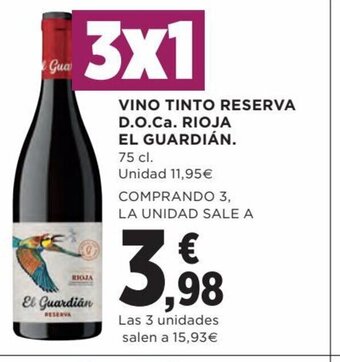 Hipercor Vino Tinto Reserva D.O.Ca. Rioja El Guardian oferta