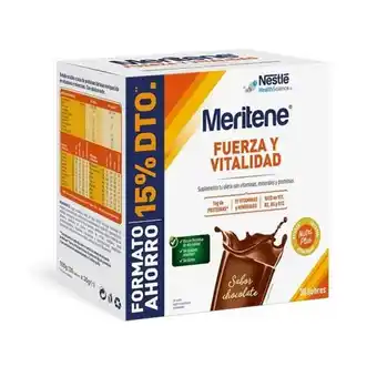 Promofarma Meritene fuerza y vitalidad 15 sobres + 15 sobres sabor chocolate oferta