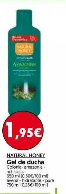 Hiper Usera Natural Honey Gel De Ducha 650ml o 750ml oferta