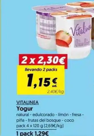 Hiper Usera Vitalinea Yogur 4 x 120g oferta