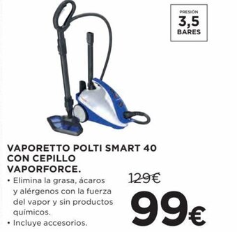 Hipercor Vaporetto polti smart 40 con cepillo vaporforce oferta
