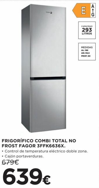 Hipercor Frigorifico combi total no frost fagor 3FFK6636X oferta