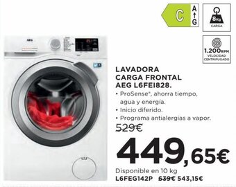 Hipercor Lavadora carga frontal AEG L6FEI828 oferta