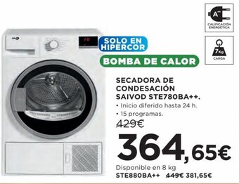Hipercor Secadora de condesación saivod STE780BA oferta