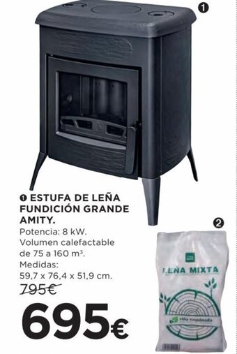 Hipercor Estufa de leña fundición grande amity oferta
