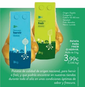Hipercor Patata para freir o hervir oferta