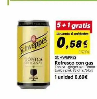 Hiper Usera Schweppes Refresco Con Gas 5+1 Gratis 25cl oferta