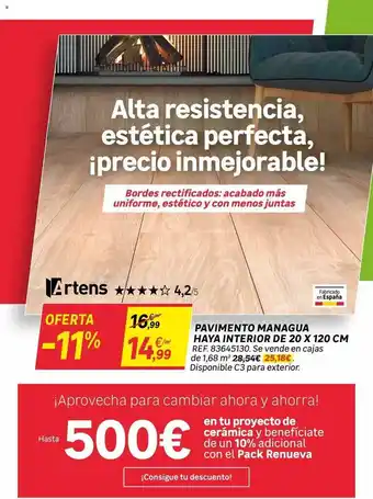 Leroy Merlin Pavimento managua haya interior de 20 x 120 cm artens oferta