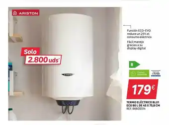 Leroy Merlin Termo eléctrico blu1 eco 80 l de 45 x 75.8 cm ariston oferta