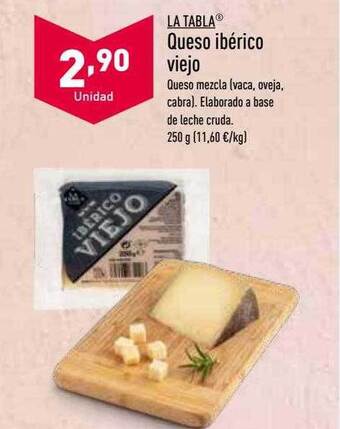 ALDI La tabla queso ibérico viejo oferta