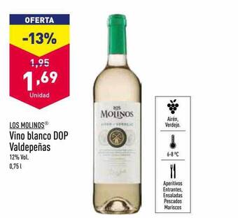 ALDI Los molinos vino blanco dop valdepeñas oferta