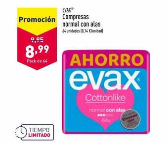 ALDI Evax compresas normal con alas oferta