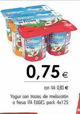 Cash Ifa Yogur con trozos de melocotón o fresa ifa eliges oferta
