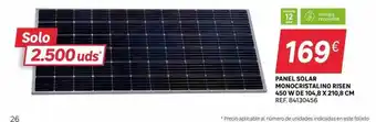 Leroy Merlin Panel solar monocristal risen 450 w de 104.8 x 210.8 cm oferta