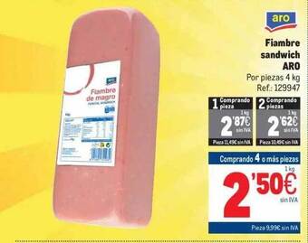 Makro Fiambre sandwich aro oferta
