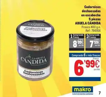 Makro Codornices deshuesadas en escabeche 5 piezas abuela cándida oferta