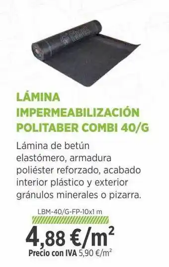 Lámina impermeabilización politaber combi 40 g