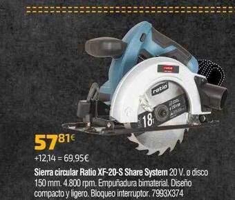 Cadena88 Sierra circular ratio xf-20-s share system oferta