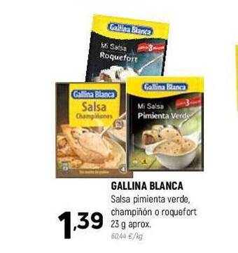 Coviran Gallina blanca salsa pimienta verde champiñon o roquefort oferta