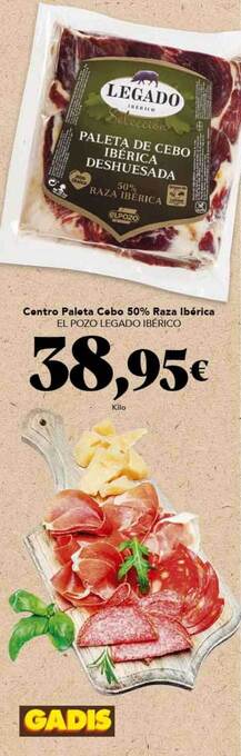Gadis Centro paleta cebo 50% raza ibérica el pozo legado ibérico oferta