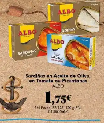 Gadis Sardiñas en aceite de oliva en tomate ou picantonas albo oferta