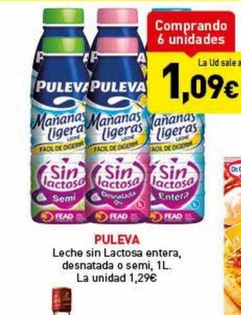 Hiperber Puleva leche sin lactosa entera desnatada o semi oferta
