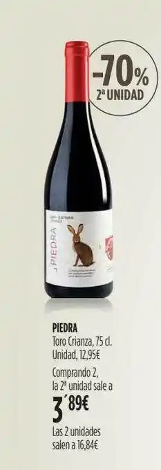Hipercor -70% 2a unidad piedra toro crianza oferta