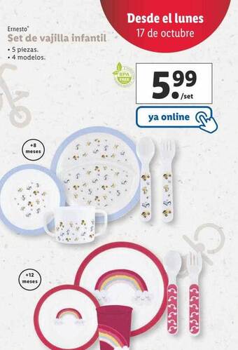 Lidl Ernesto set de vajilla infantil oferta