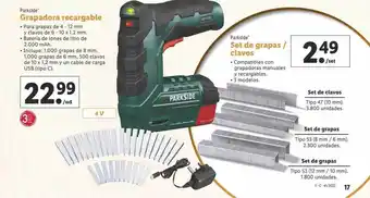 Lidl Parkside grapadora recargable parkside set de grapas clavos oferta