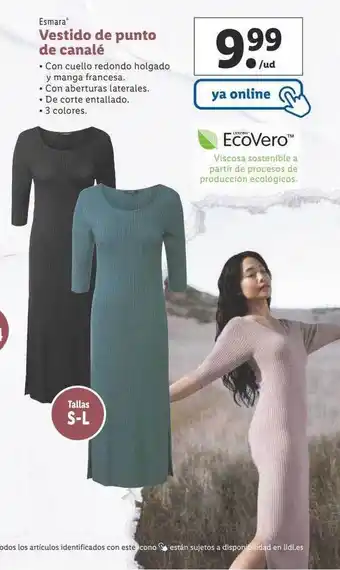 Lidl Esmara vestido de punto de canalé oferta