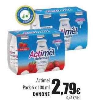 Spar Tenerife Actimel pack 6 x 100 ml danone oferta