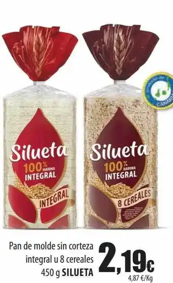 Spar Tenerife Pan de molde sin corteza integral u 8 cereales silueta oferta