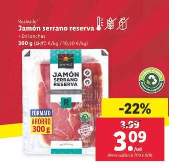 Lidl Realvalle jamón serrano reserva oferta