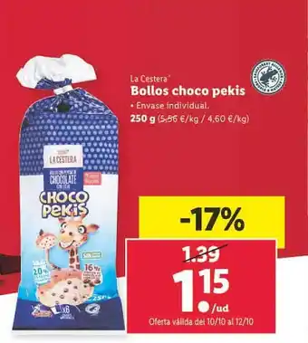 Lidl La cestera bollos choco pekis oferta