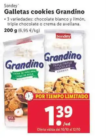 Lidl Sondey galletas cookies grandino oferta
