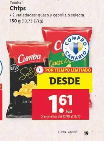Lidl Cumba chips oferta