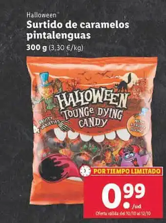 Lidl Halloween surtido de caramelos pintalenguas oferta